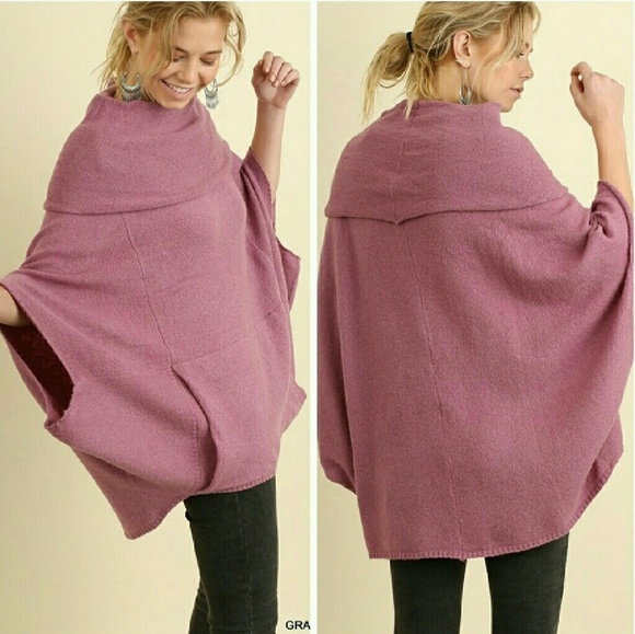 LAST ONE! Oversized Foldover Sweater Purple M - Picture 2 of 6
